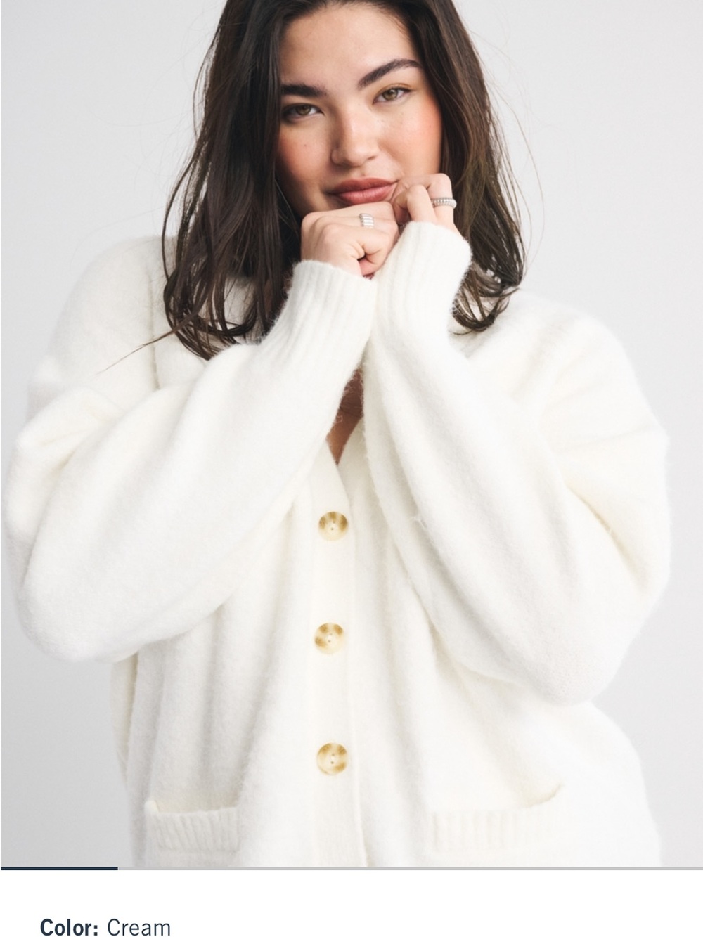 Abercrombie & Fitch Cream Dad V Neck Cardigan